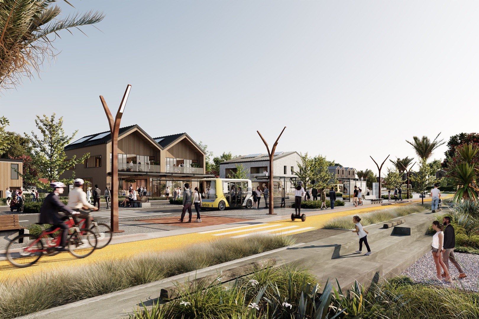 As one of the first large-scale car-less neighbourhoods proposed in New Zealand, Sunfield puts sustainability, accessibility, and affordability at its core.